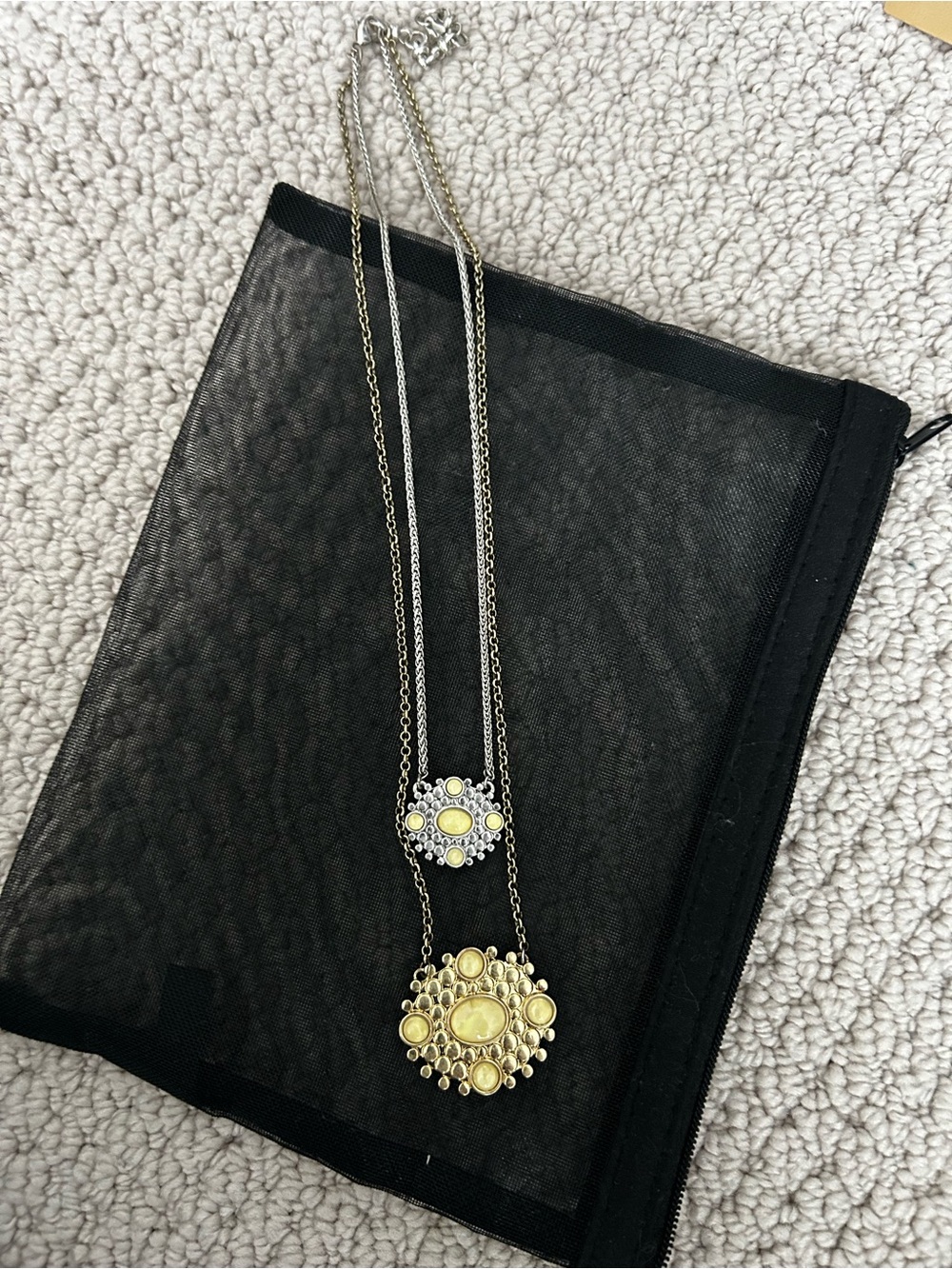 Yellow Gemstone Double Pendant Necklace - Women Jewelry